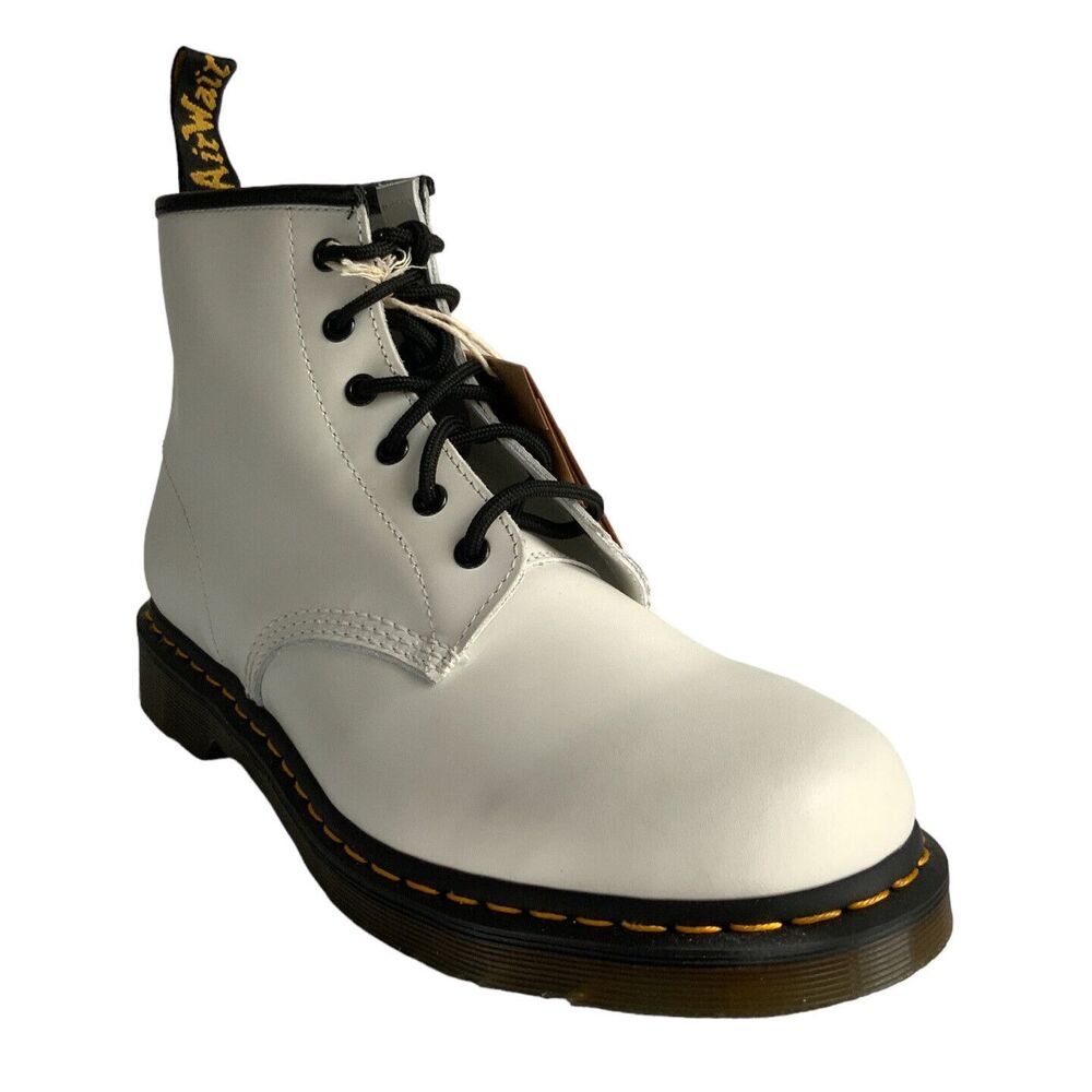 New Dr. Martens Leather 101 YS Smooth Lace-up 6-Eye Bootie White 12